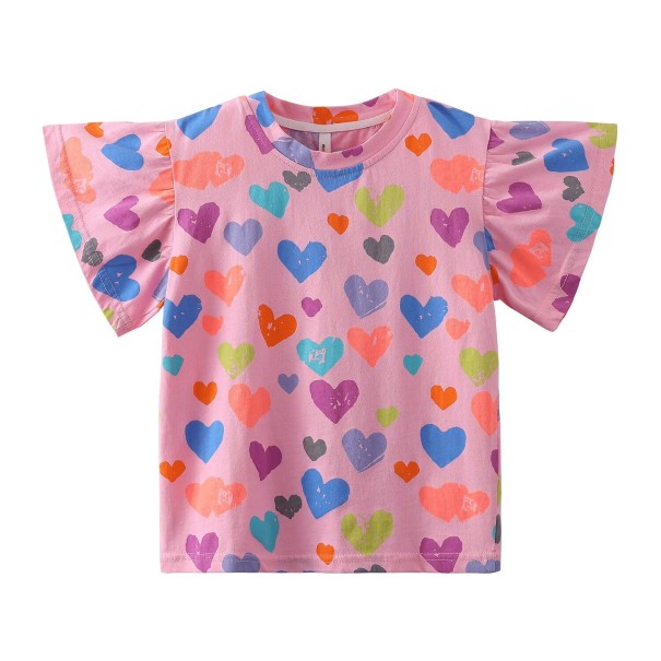 T-shirt för tjejer med hjärtan T2527 krämfärgad 5