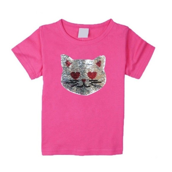 T-shirt för tjejer med katt J465 12 H