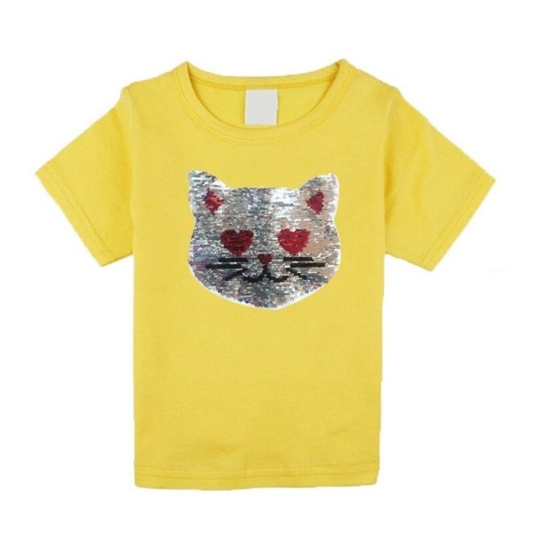 T-shirt för tjejer med katt J465 3 G
