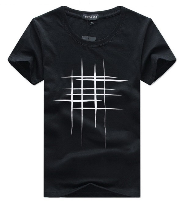 T-shirt herr med ett intressant mönster J2945 svart L