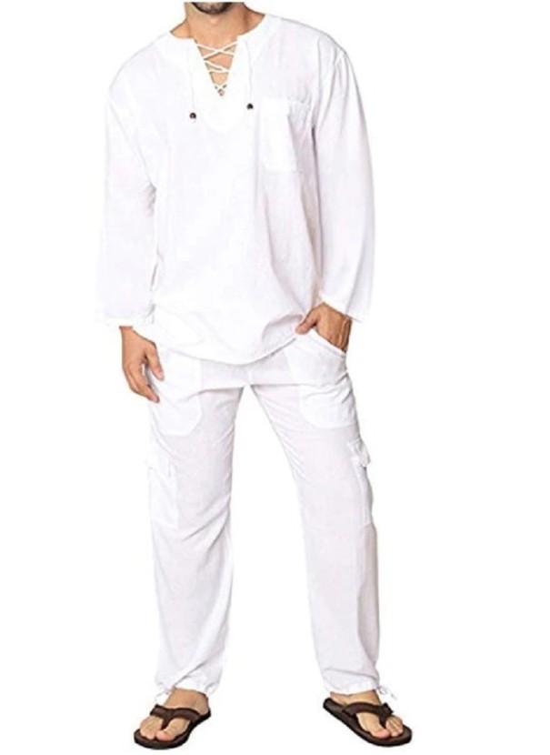 T-shirt herr med snörning F773