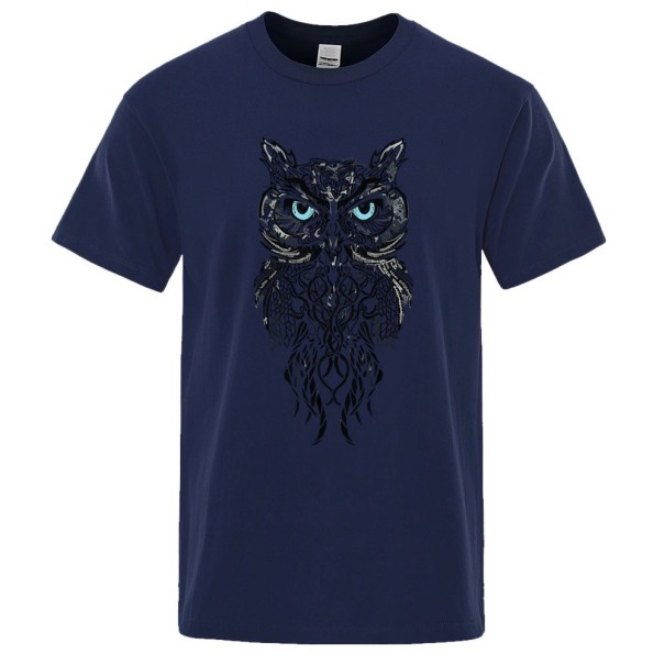 T-shirt herr med uggla T2164 mörkblå XL