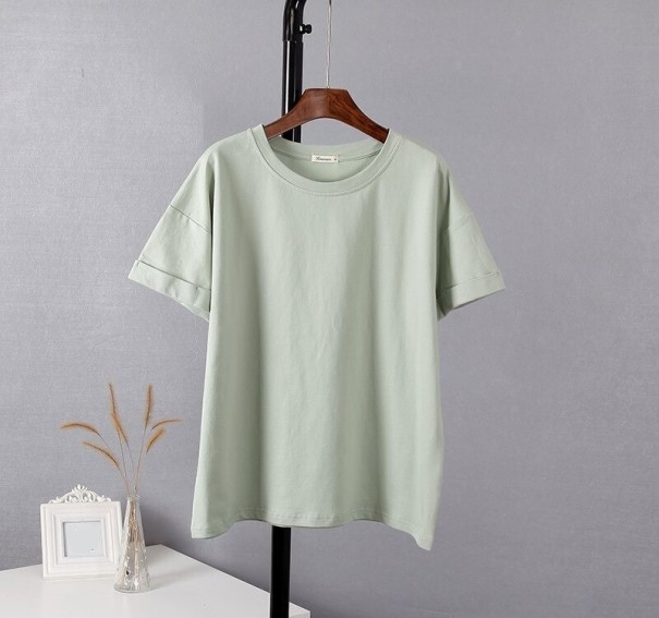 T-shirt i bomull för kvinnor B895 ljusgrön L