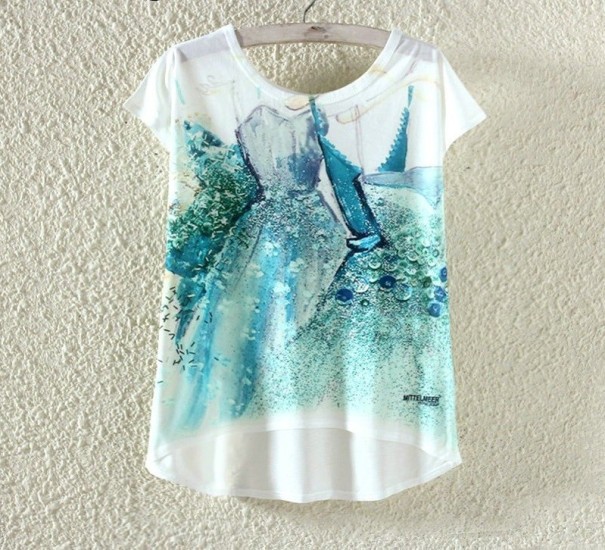 T-shirt med tryck för kvinnor M