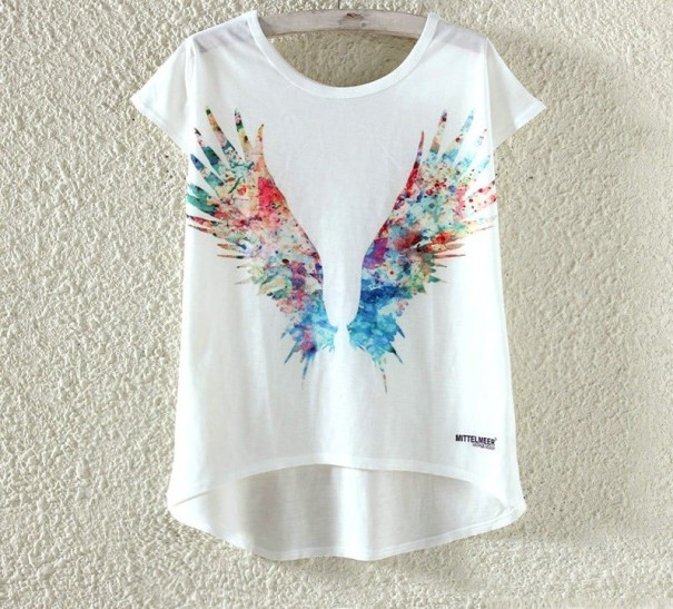 T-shirt med tryck för kvinnor L