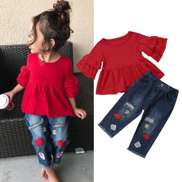 T-shirt och jeans för tjejer L1442