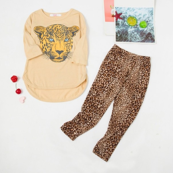 T-shirt och leggings för tjejer L1354 beige 6