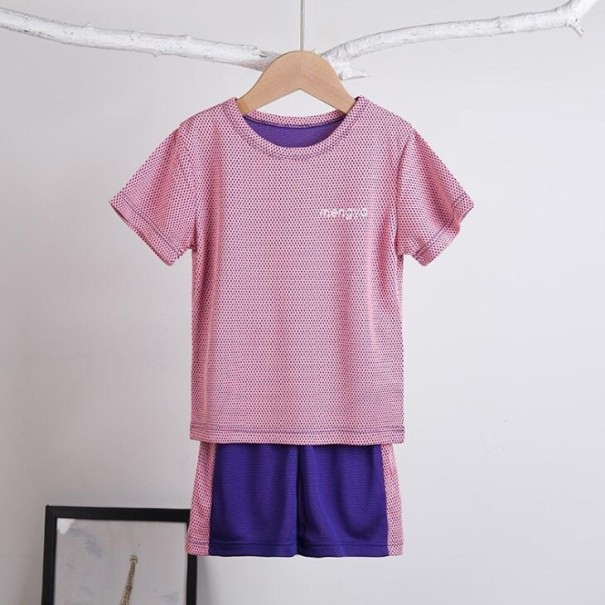 T-shirt och shorts för barn B1476 lila 10