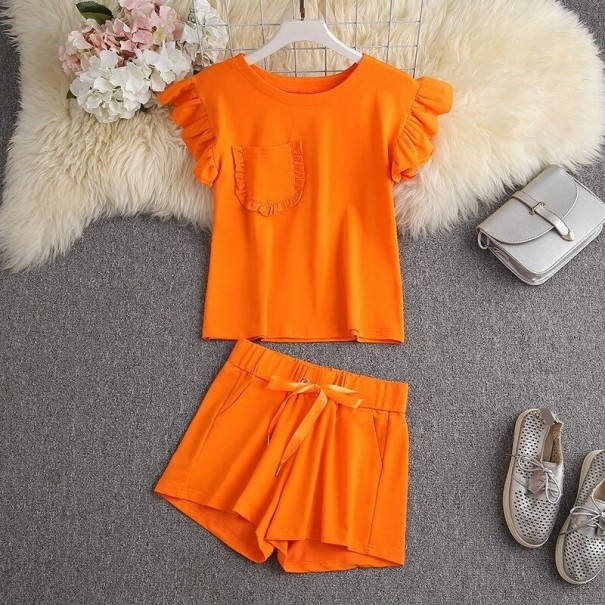 T-shirt och shorts för kvinnor B1172 orange XS