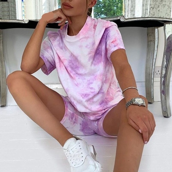 T-shirt och shorts för kvinnor B933 ljuslila XS