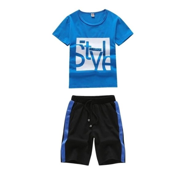 T-shirt och shorts för pojkar L1603 blå 8