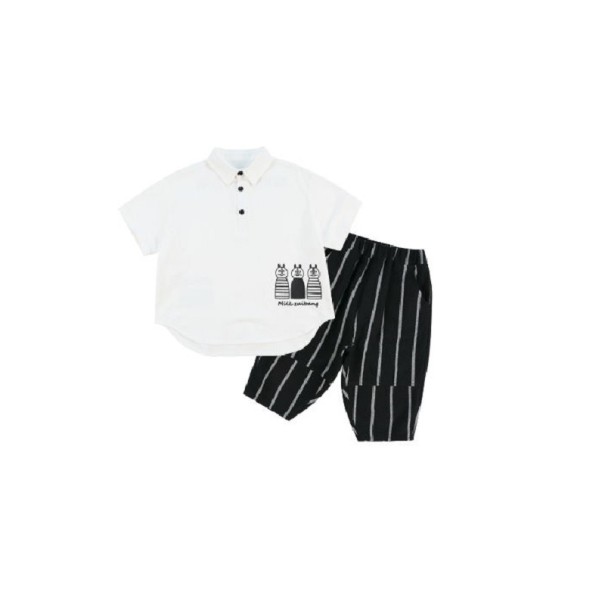 T-shirt och shorts för pojkar L1605 vit 10