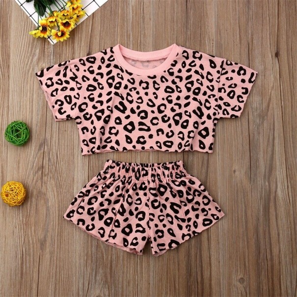 T-shirt och shorts med leopardmönstrade flickor rosa 5