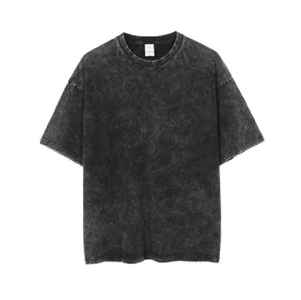 T-shirt oversize à manches courtes pour femme Haut streetwear à col rond Coupe ample tendance Look délavé vintage pour tous les jours noir XXL