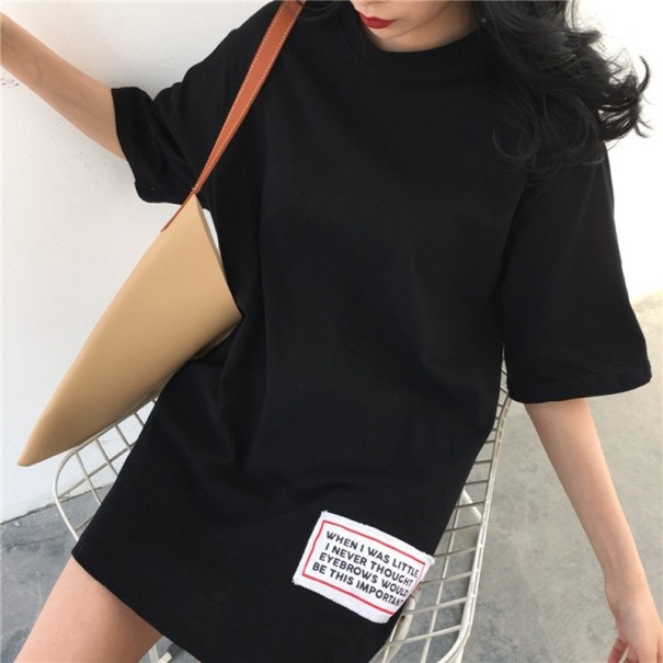 T-shirt oversize pour femmes A1244 noir S