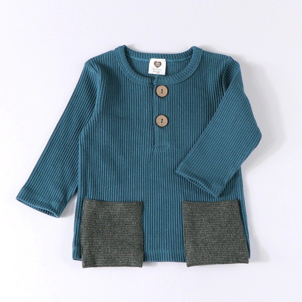 T-shirt pour enfants à manches longues T2523 bleu pétrole 4