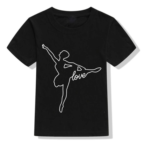 T-shirt pour fille avec ballerine noir 10 B