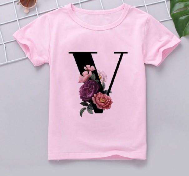 T-shirt pour fille avec lettre B1564 4 V