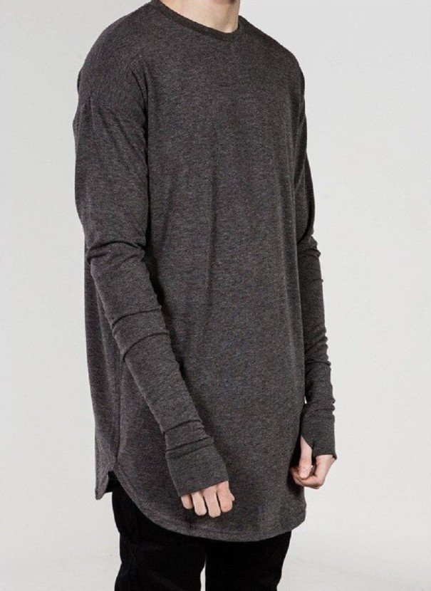 T-shirt pour homme à manches longues T2161 gris foncé L