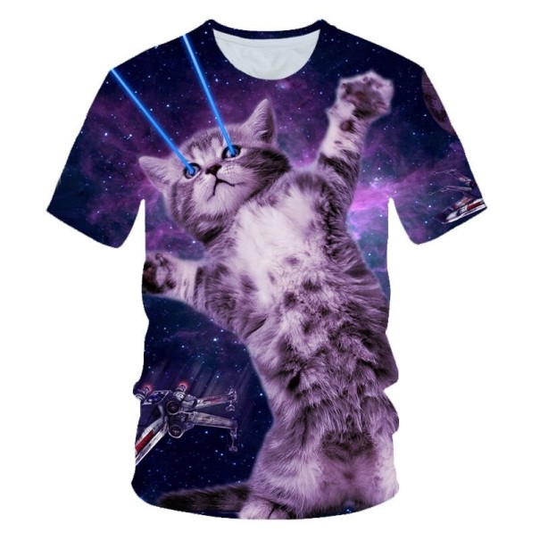 T-shirt spatial pour femmes avec un chat 3XL 3