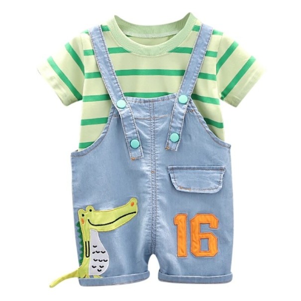 T-Shirt und Hose für Jungen L1657 grün 6-12 Monate
