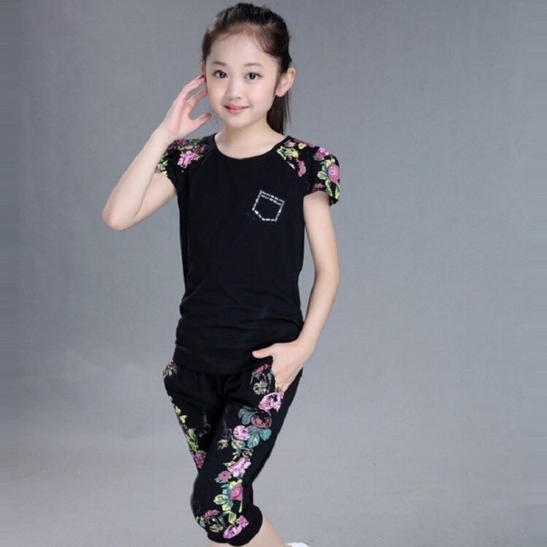 T-Shirt und Hose für Mädchen L1224 schwarz 12
