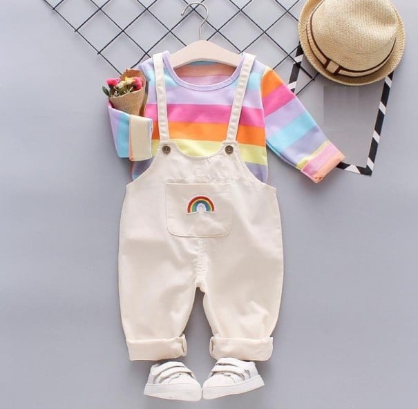 T-Shirt und Hose für Mädchen mit Schnürung beige 3