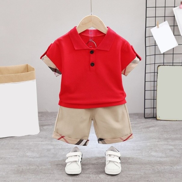 T-Shirt und Shorts für Jungen L1584 rot 3