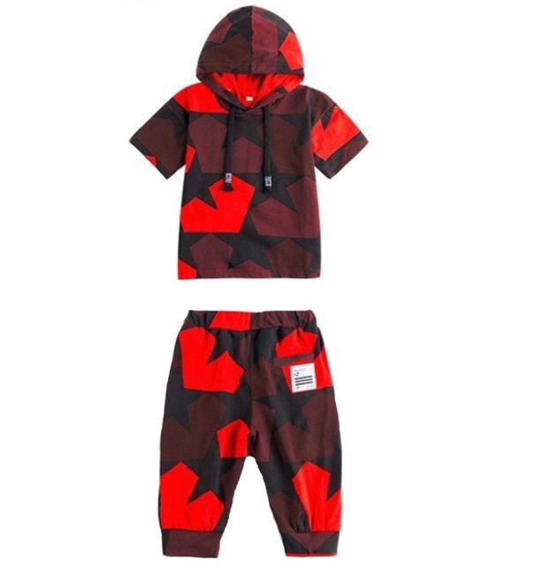 T-Shirt und Shorts für Jungen L1590 rot 14