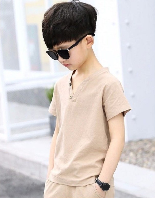 T-Shirt und Shorts für Jungen L1601 beige 6