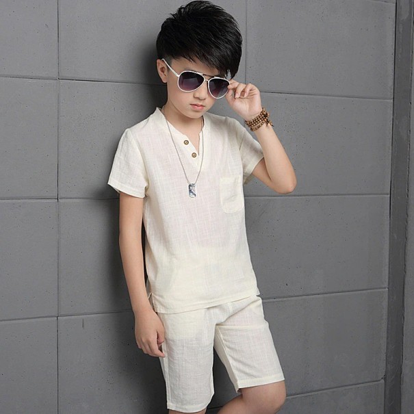 T-Shirt und Shorts für Jungen L1633 beige 12