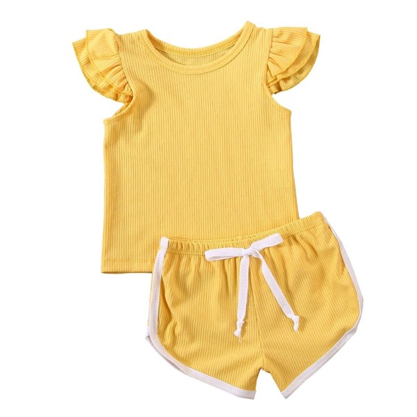 T-Shirt und Shorts für Mädchen L1118 gelb 18-24 Monate