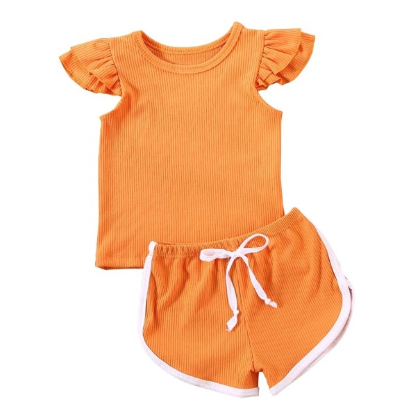 T-Shirt und Shorts für Mädchen L1118 orange 18-24 Monate