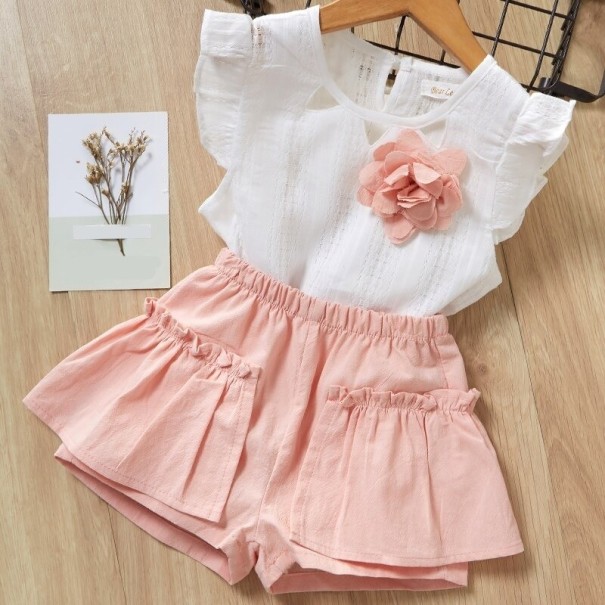 T-Shirt und Shorts für Mädchen L1130 rosa 6