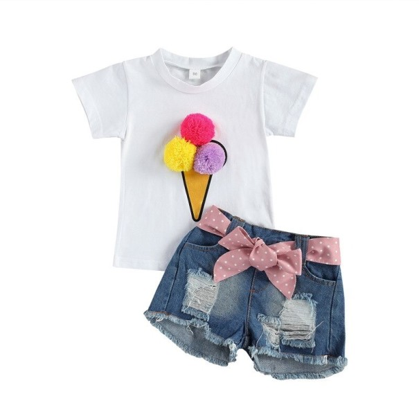 T-Shirt und Shorts für Mädchen L1179 9-12 Monate A