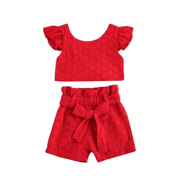 T-Shirt und Shorts für Mädchen L1189 rot 4