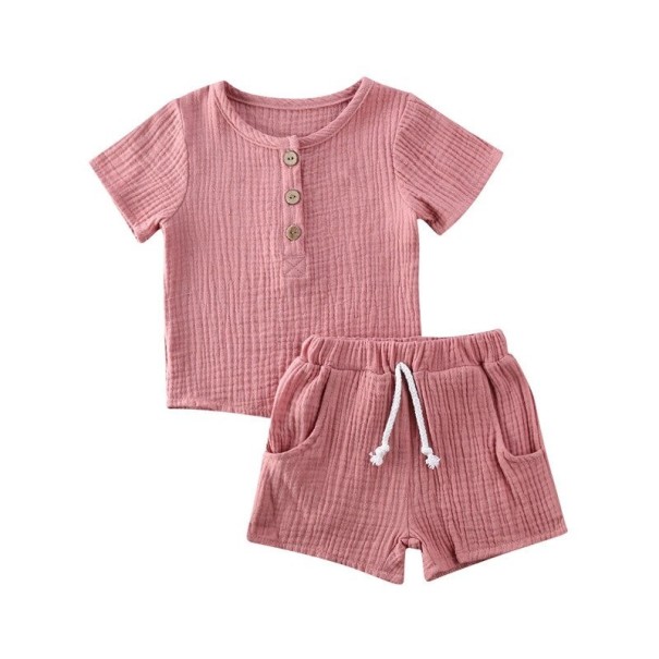 T-Shirt und Shorts für Mädchen L1415 rosa 12-24 Monate