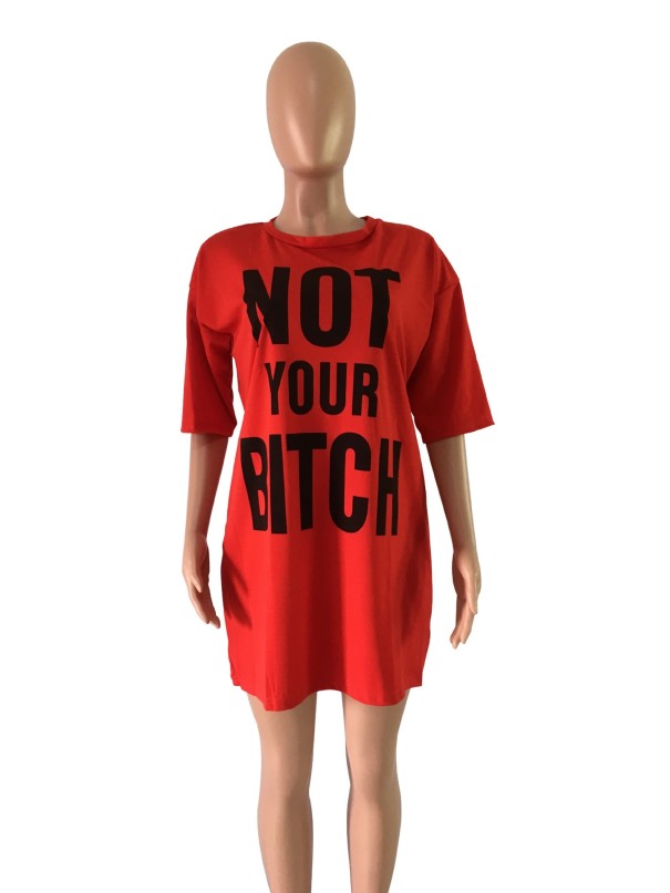 T-shirtjurk met opschrift rood XXL