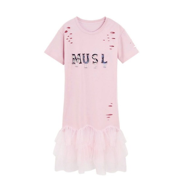 T-shirtklänning med kjol i tyll