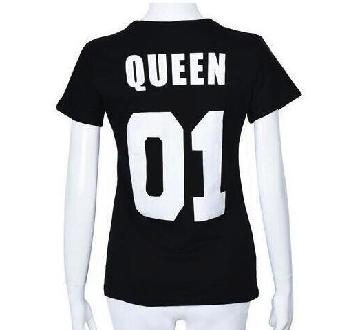 T-shirts van de familie KONING, KONINGIN EN PRINS S Queen - zwart