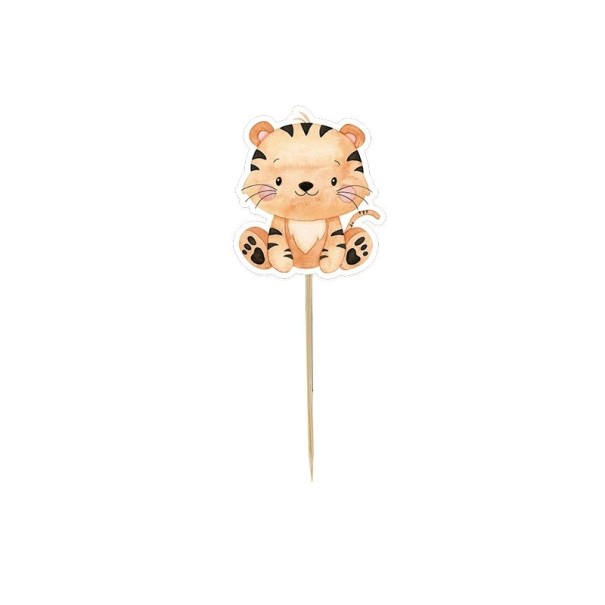 Taartdecoratie Tijger 4,5 cm Safarimotief Leuke decoratie Taartdieren Kinderfeestje 1