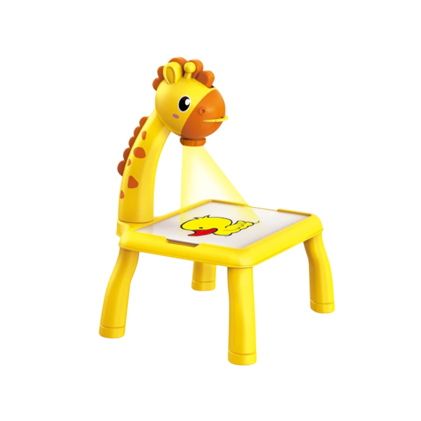 Tablă de desen proiectivă 27 x 21 x 18 cm jucărie educativă pentru copii tablă mică în formă de girafă pentru desen și joacă galben