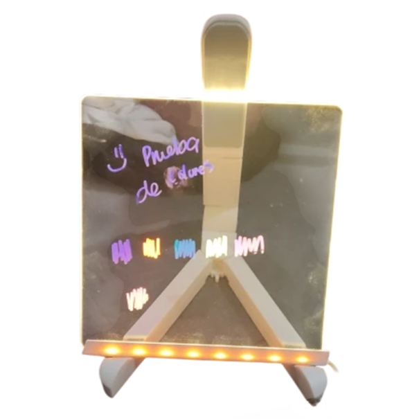 Tabla de dibujo acrílica iluminada por LED 15x15 cm USB tabla borrable para niños con 7 colores de rotuladores a base de agua y soporte 1