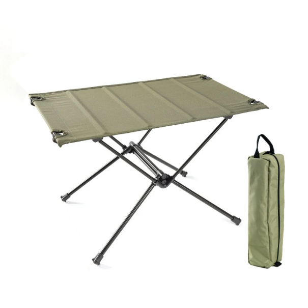 Table de camping pliante 59 x 40 x 39 cm Alliage d'aluminium et tissu Oxford Table légère et portable avec une capacité de charge de 27 kg et un sac de rangement vert