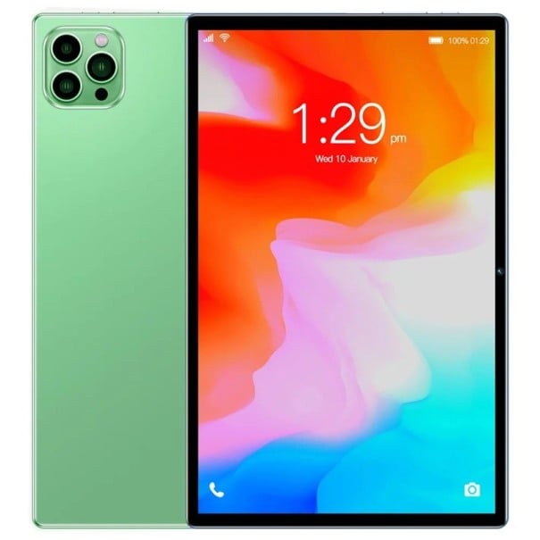 Tablet 10,1 palce Android 13 Osmijádrový procesor 4 GB RAM a 64 GB ROM Baterie 6000 mAh Dvě SIM karty 3G Rozlišení 1280 x 800 Pro práci zelená
