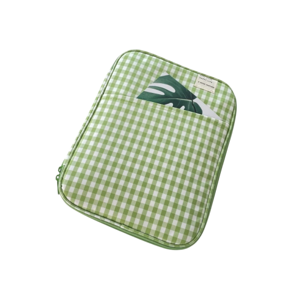 Tablet-etui til 13-14 tommer Beskyttende ærme til iPad Air Polstret etui med lynlås Elegant design Neutrale farver Bærbar løsning grøn