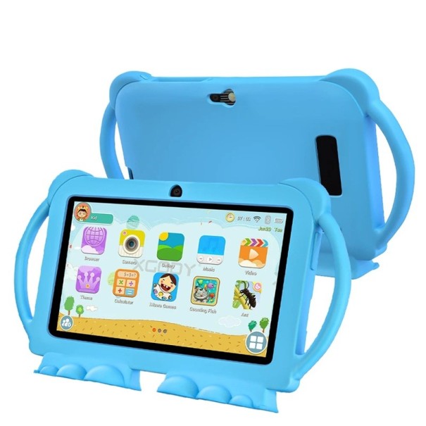 Tablet per bambini da 7 pollici con custodia resistente 5G WiFi 4 GB di RAM 64 GB di ROM 4000 mAh tablet educativo con controllo genitori blu