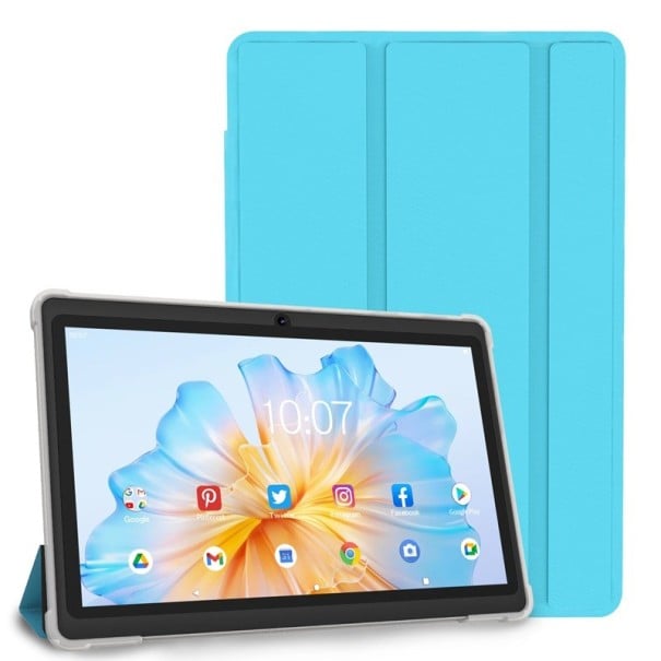 Tablet Pritom 7 palců Android 13 Čtyřjádrový procesor 4 GB RAM (2 + 2 GB virtuální) 32 GB ROM WiFi Duální fotoaparát USB-C S koženým pouzdrem modrá