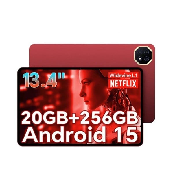 Tablet Teclast T65 Plus 13,4 palce Android 15 osmijádrový procesor MTK G99 256 GB 20 GB RAM IPS displej červený na práci i zábavu 1