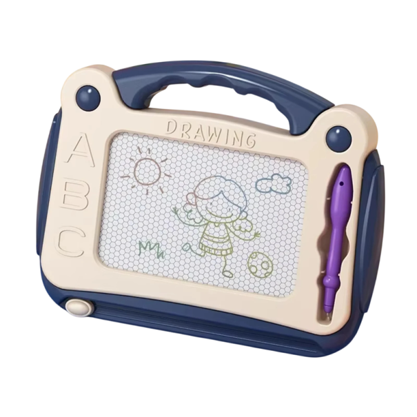 Tablette magnétique pour enfants 21 x 16,5 cm, tableau de dessin avec 4 couleurs de base pour dessiner, jouer et développer la créativité bleu